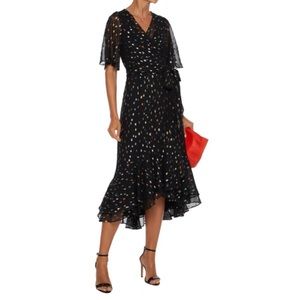 Diane von Furstenberg Berdina Metallic Chiffon Midi Wrap Dress